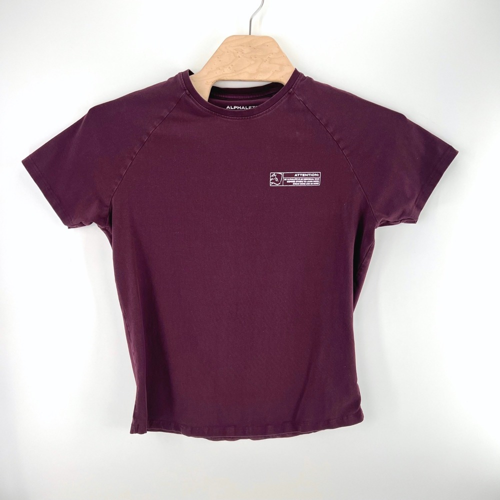 Alphalete Performance Fit Tee Size L Cotton Spandex Maroon Gym Workout Shirt